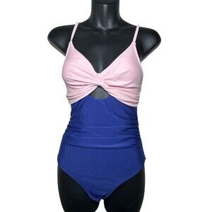 NWT Cupshe Womens One Piece Swimsuit Size XS 2 Tone Navy And Pink